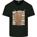A Chilled Highland Cow Mens V-Neck Cotton T-Shirt Black