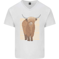 A Chilled Highland Cow Mens V-Neck Cotton T-Shirt White