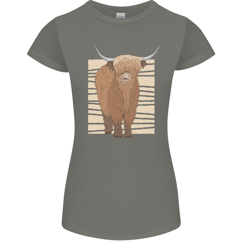 A Chilled Highland Cow Womens Petite Cut T-Shirt Charcoal