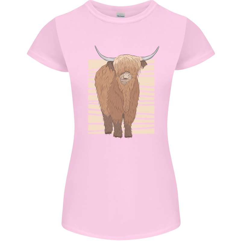 A Chilled Highland Cow Womens Petite Cut T-Shirt Light Pink