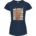 A Chilled Highland Cow Womens Petite Cut T-Shirt Navy Blue