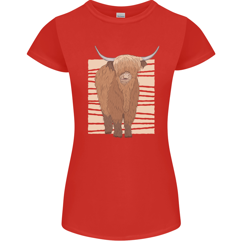 A Chilled Highland Cow Womens Petite Cut T-Shirt Red