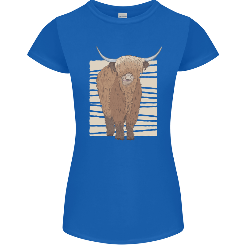 A Chilled Highland Cow Womens Petite Cut T-Shirt Royal Blue