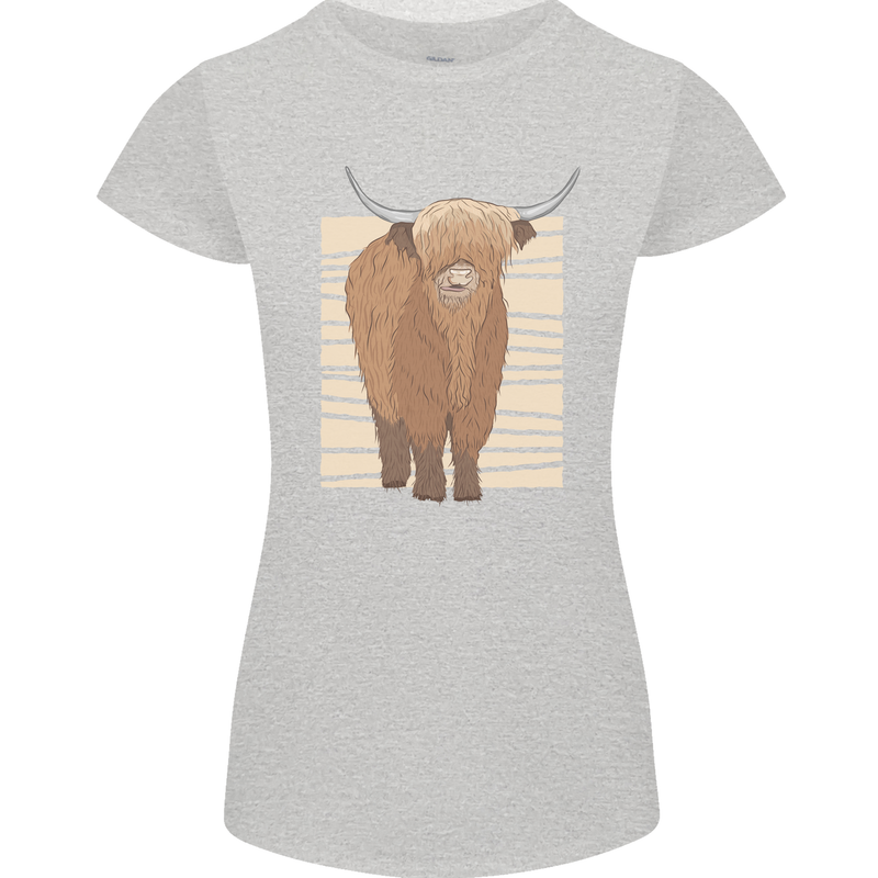 A Chilled Highland Cow Womens Petite Cut T-Shirt Sports Grey
