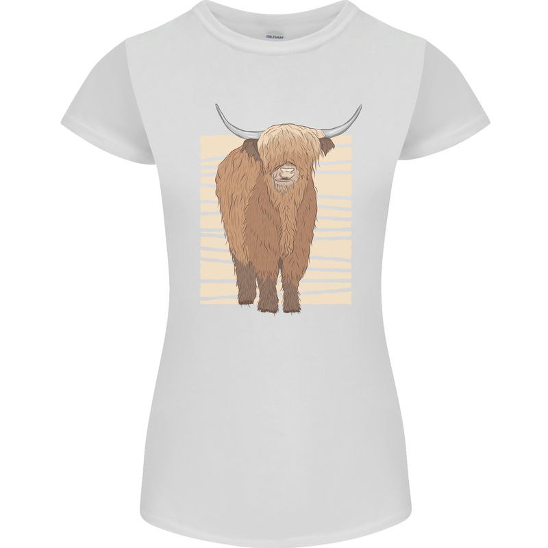 A Chilled Highland Cow Womens Petite Cut T-Shirt White