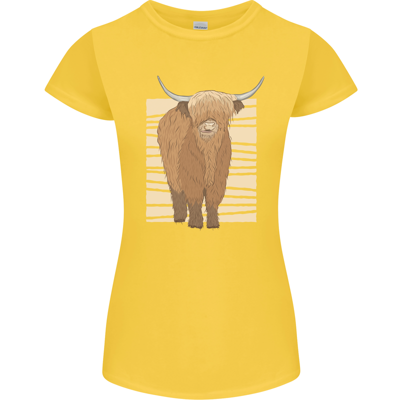 A Chilled Highland Cow Womens Petite Cut T-Shirt Yellow