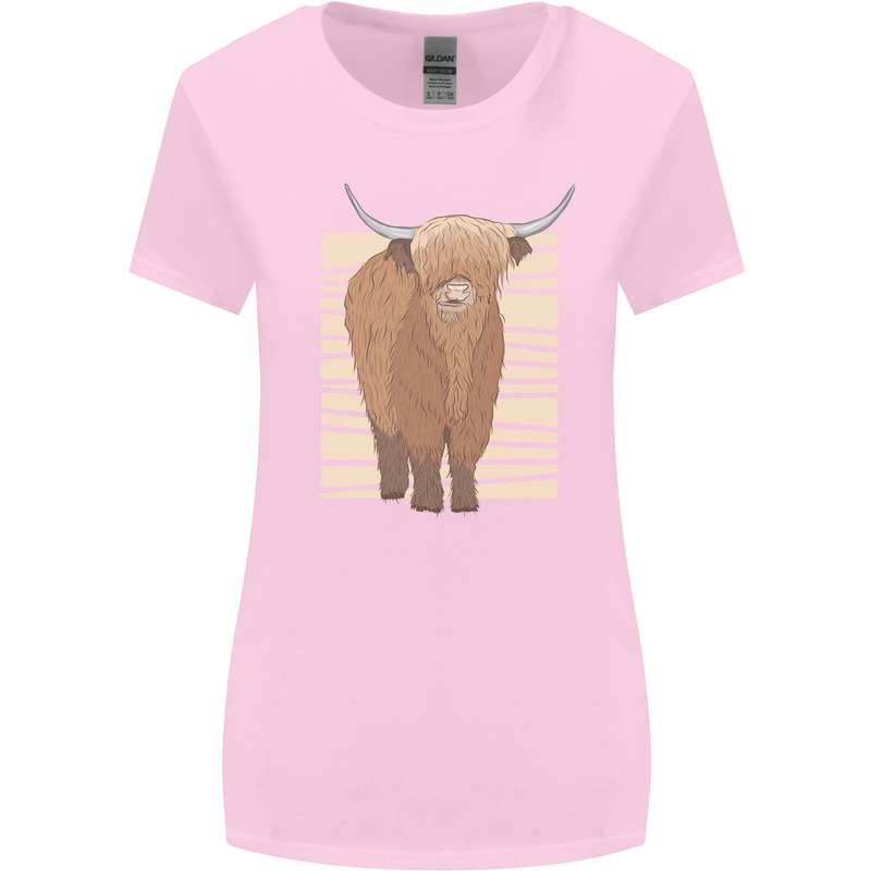 A Chilled Highland Cow Womens Wider Cut T-Shirt Light Pink