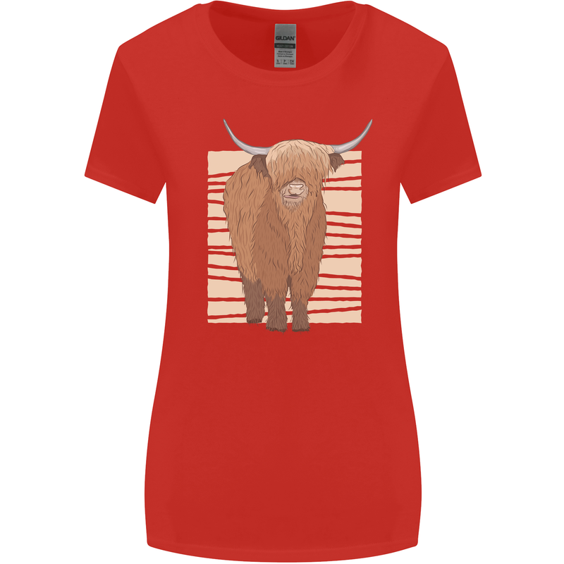 A Chilled Highland Cow Womens Wider Cut T-Shirt Red