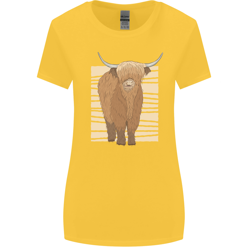 A Chilled Highland Cow Womens Wider Cut T-Shirt Yellow