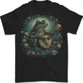 A Chilled Out Frog Playing the Guitar Mens T-Shirt 100% Cotton BLACK