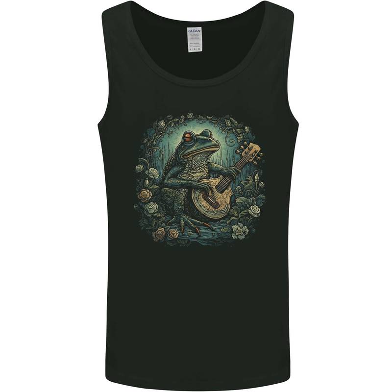 A Chilled Out Frog Playing the Guitar Mens Vest Tank Top Black