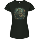 A Chilled Out Frog Playing the Guitar Womens Petite Cut T-Shirt Black