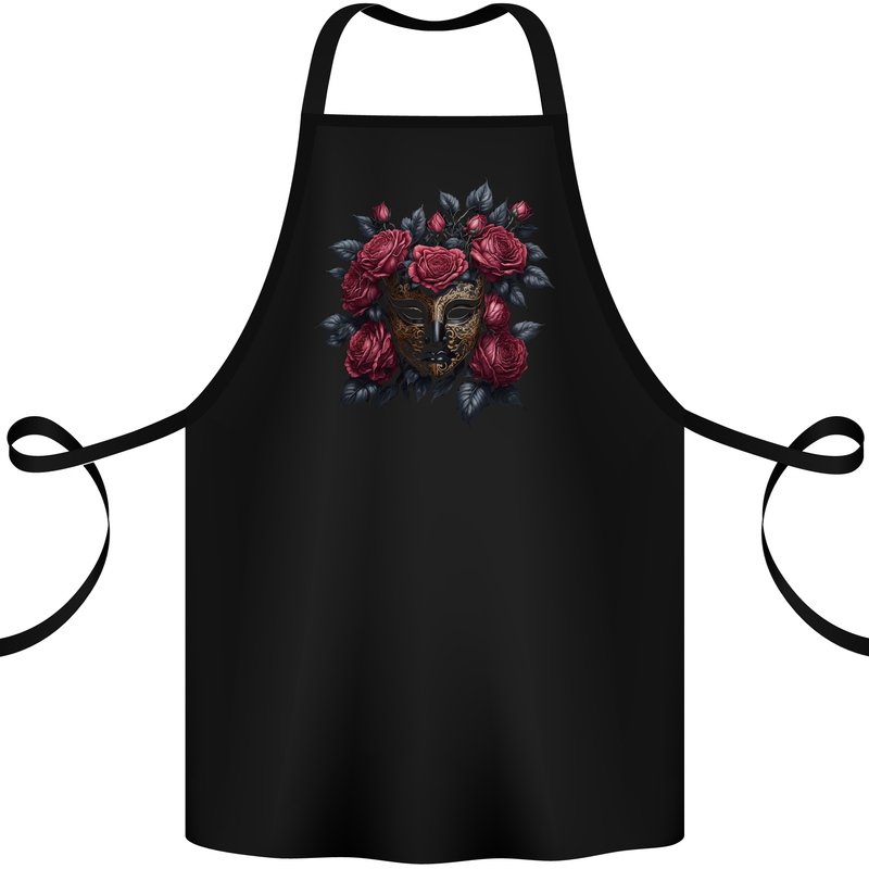 A Chinese Mask With Roses Gothic Goth Cotton Apron 100% Organic Black