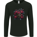 A Chinese Mask With Roses Gothic Goth Mens Long Sleeve T-Shirt Black