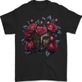 A Chinese Mask With Roses Gothic Goth Mens T-Shirt 100% Cotton BLACK