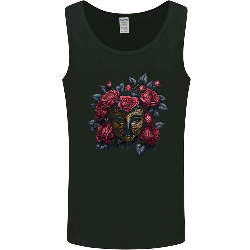 A Chinese Mask With Roses Gothic Goth Mens Vest Tank Top Black