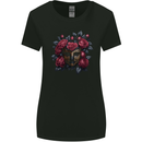 A Chinese Mask With Roses Gothic Goth Womens Wider Cut T-Shirt Black
