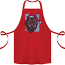 A Christmas Boar Wearing an Xmas Hat Pig Cotton Apron 100% Organic Red