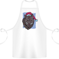 A Christmas Boar Wearing an Xmas Hat Pig Cotton Apron 100% Organic White