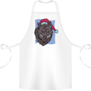 A Christmas Boar Wearing an Xmas Hat Pig Cotton Apron 100% Organic White