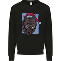 A Christmas Boar Wearing an Xmas Hat Pig Kids Sweatshirt Jumper Black