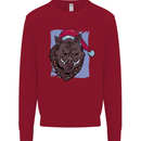A Christmas Boar Wearing an Xmas Hat Pig Kids Sweatshirt Jumper Red