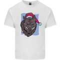 A Christmas Boar Wearing an Xmas Hat Pig Kids T-Shirt Childrens White