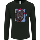 A Christmas Boar Wearing an Xmas Hat Pig Mens Long Sleeve T-Shirt Black