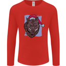 A Christmas Boar Wearing an Xmas Hat Pig Mens Long Sleeve T-Shirt Red