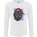 A Christmas Boar Wearing an Xmas Hat Pig Mens Long Sleeve T-Shirt White