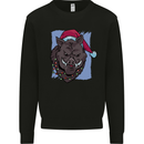 A Christmas Boar Wearing an Xmas Hat Pig Mens Sweatshirt Jumper Black