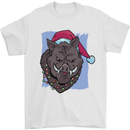 A Christmas Boar Wearing an Xmas Hat Pig Mens T-Shirt 100% Cotton White