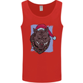 A Christmas Boar Wearing an Xmas Hat Pig Mens Vest Tank Top Red