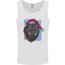 A Christmas Boar Wearing an Xmas Hat Pig Mens Vest Tank Top White