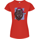 A Christmas Boar Wearing an Xmas Hat Pig Womens Petite Cut T-Shirt Red