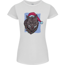 A Christmas Boar Wearing an Xmas Hat Pig Womens Petite Cut T-Shirt White