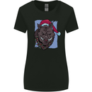 A Christmas Boar Wearing an Xmas Hat Pig Womens Wider Cut T-Shirt Black