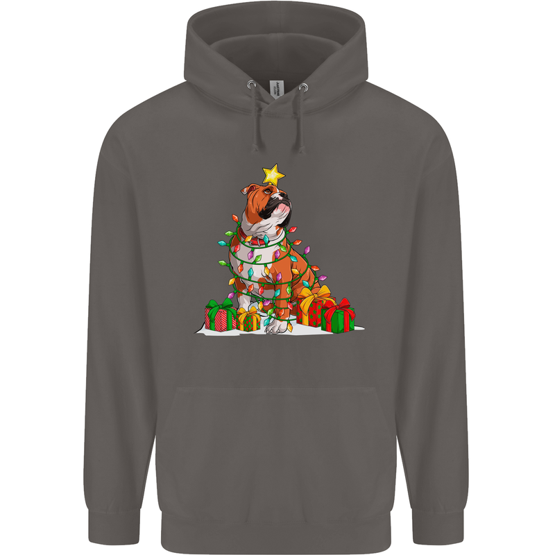 A Christmas Boxer Dog Xmas Mens 80% Cotton Hoodie Charcoal