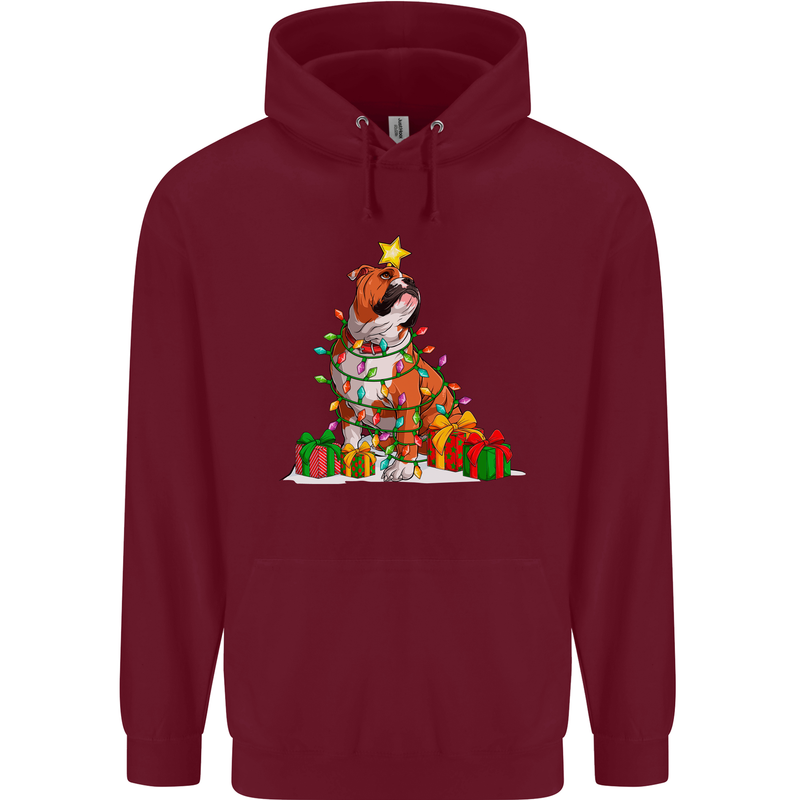 A Christmas Boxer Dog Xmas Mens 80% Cotton Hoodie Maroon