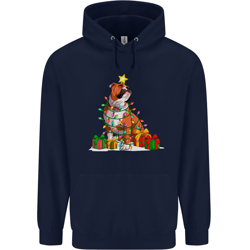 A Christmas Boxer Dog Xmas Mens 80% Cotton Hoodie Navy Blue