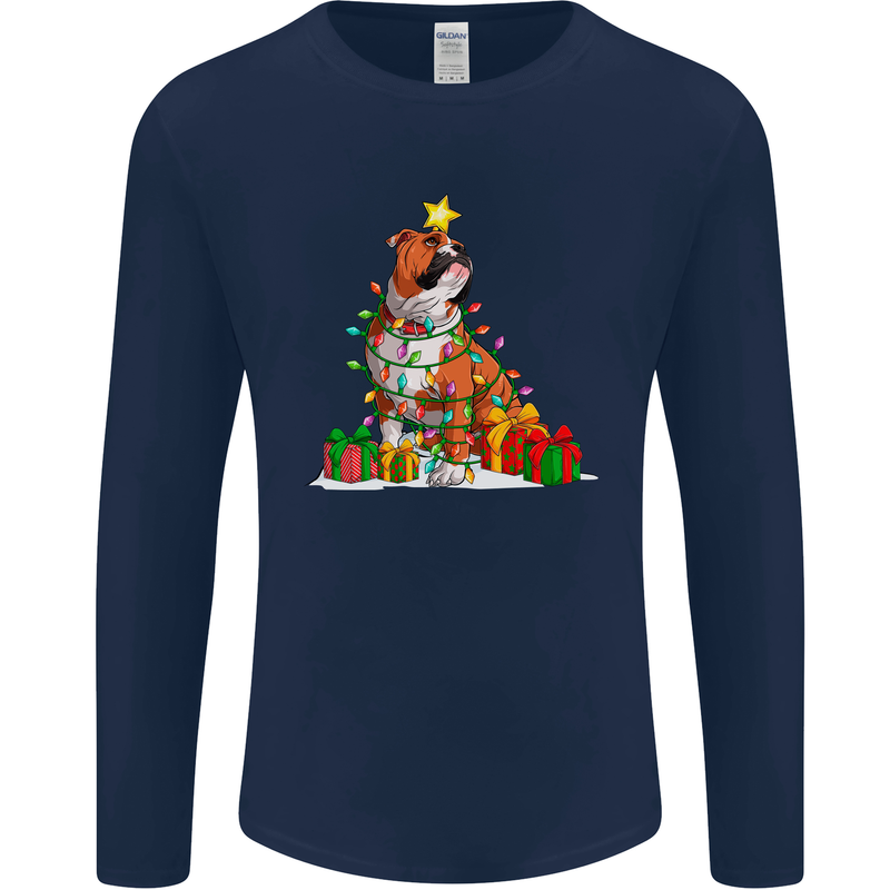 A Christmas Boxer Dog Xmas Mens Long Sleeve T-Shirt Navy Blue