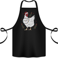A Christmas Chicken Wearing an Xmas Hat Cotton Apron 100% Organic Black