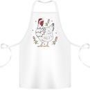 A Christmas Chicken Wearing an Xmas Hat Cotton Apron 100% Organic White