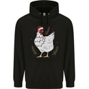A Christmas Chicken Wearing an Xmas Hat Mens 80% Cotton Hoodie Black