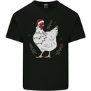A Christmas Chicken Wearing an Xmas Hat Mens Cotton T-Shirt Tee Top Black