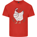 A Christmas Chicken Wearing an Xmas Hat Mens Cotton T-Shirt Tee Top Red