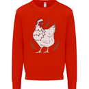 A Christmas Chicken Wearing an Xmas Hat Mens Sweatshirt Jumper Bright Red