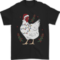 A Christmas Chicken Wearing an Xmas Hat Mens T-Shirt 100% Cotton Black