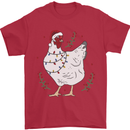 A Christmas Chicken Wearing an Xmas Hat Mens T-Shirt 100% Cotton Red