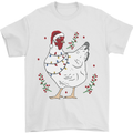 A Christmas Chicken Wearing an Xmas Hat Mens T-Shirt 100% Cotton White